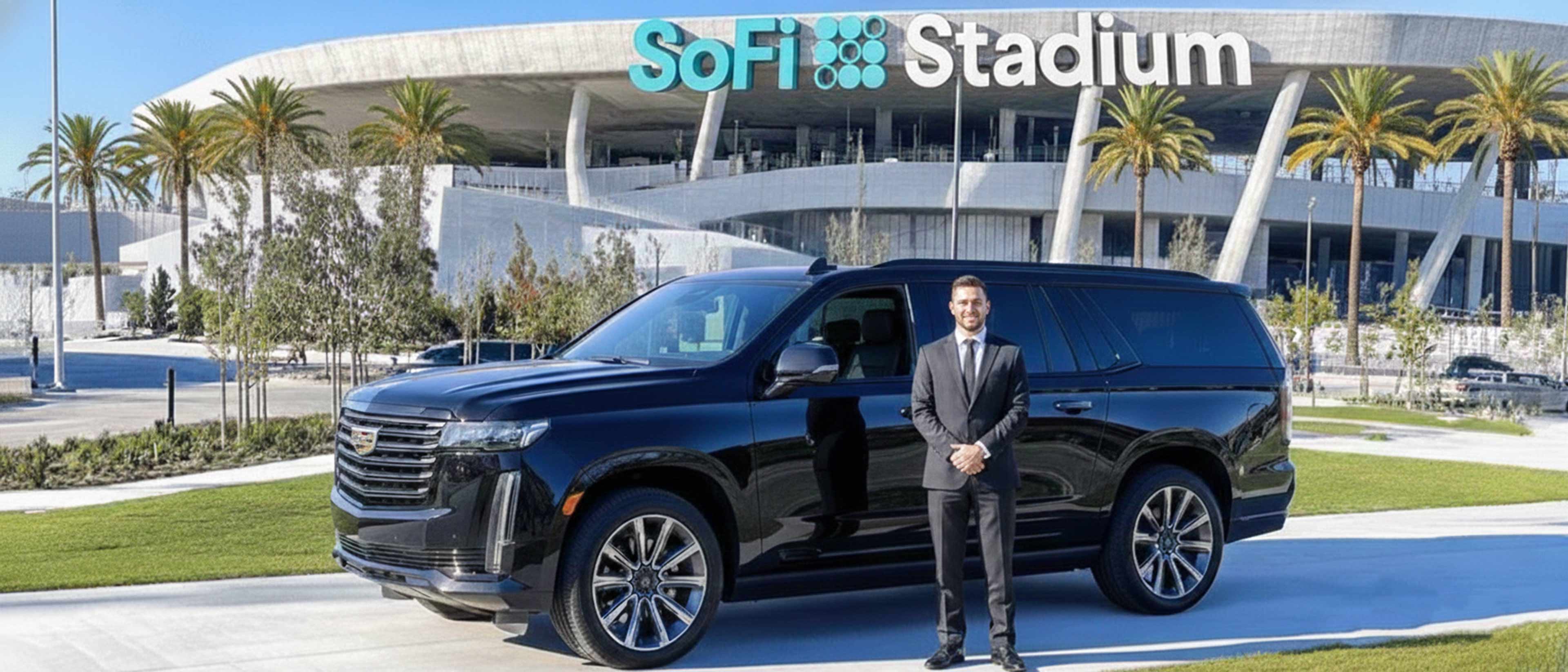 Luxury limo and black car chauffeur service to SoFi Stadium Inglewood Los Angeles